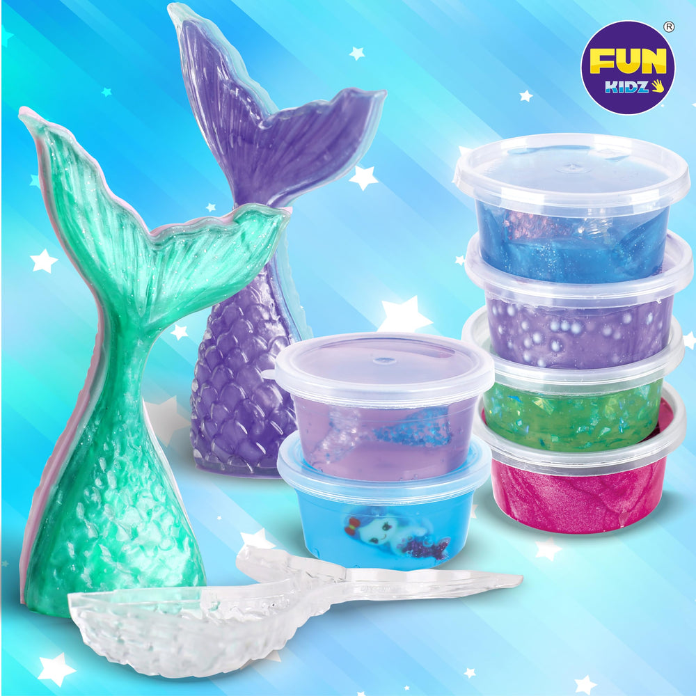 FunKidz Mermaid Slime Kit vanilla scent adds gentle fragrance during crafting.