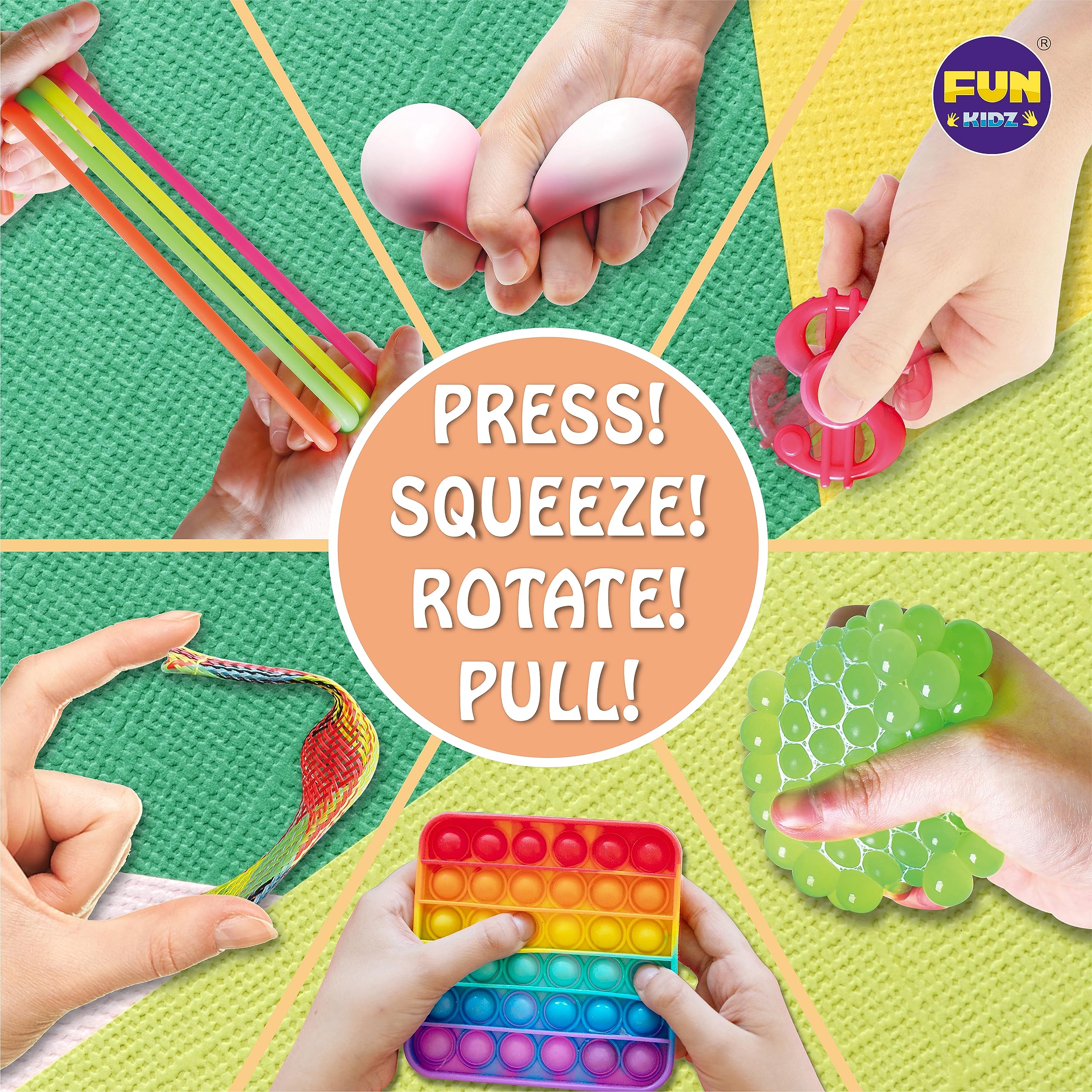 FunKidz Sensory Rings in bright colors for fidget fun
