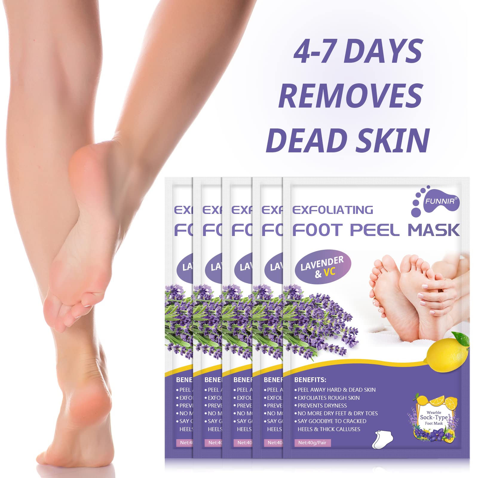 Funnir Foot Peeling Mask after use reveals smoother, hydrated feet.