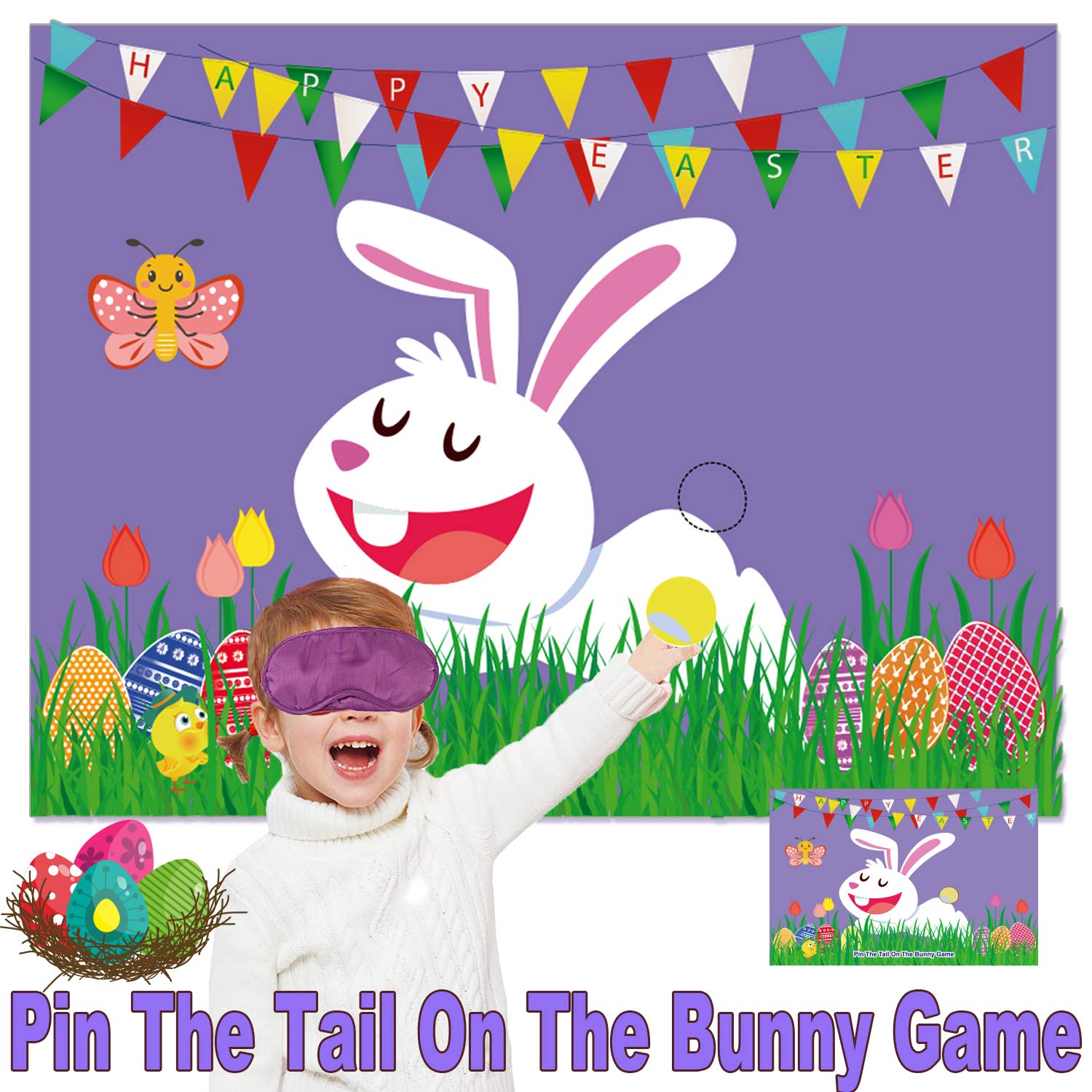 Funnlot Easter pin the tail poster ready for party fun
