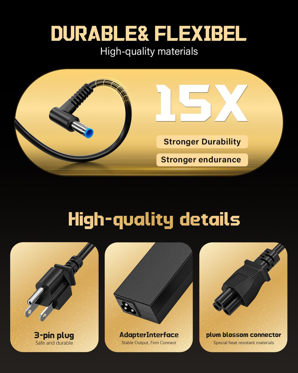 FunnyEra power adapter ready for EliteBook and Pavilion models with blue tip
