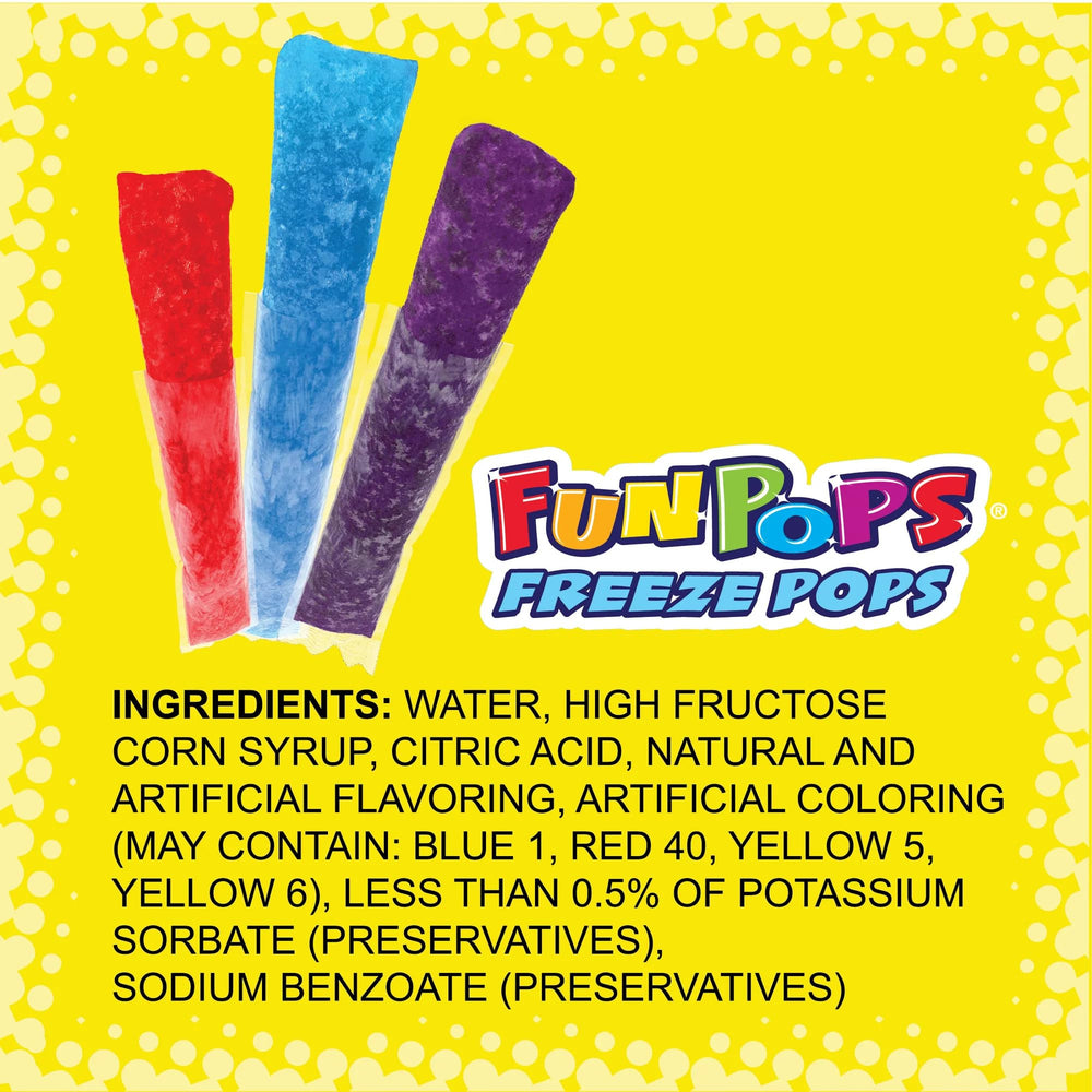 FunPops Freeze Pops Mango Splash showcases tropical taste for on-the-go treats.