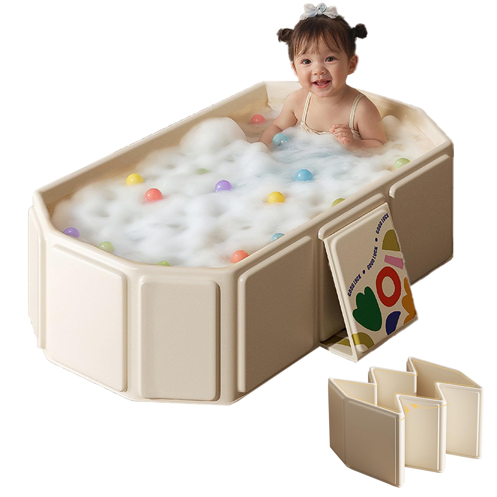 FunTankie toddler bath tub for shower, folding for easy travel and storage.