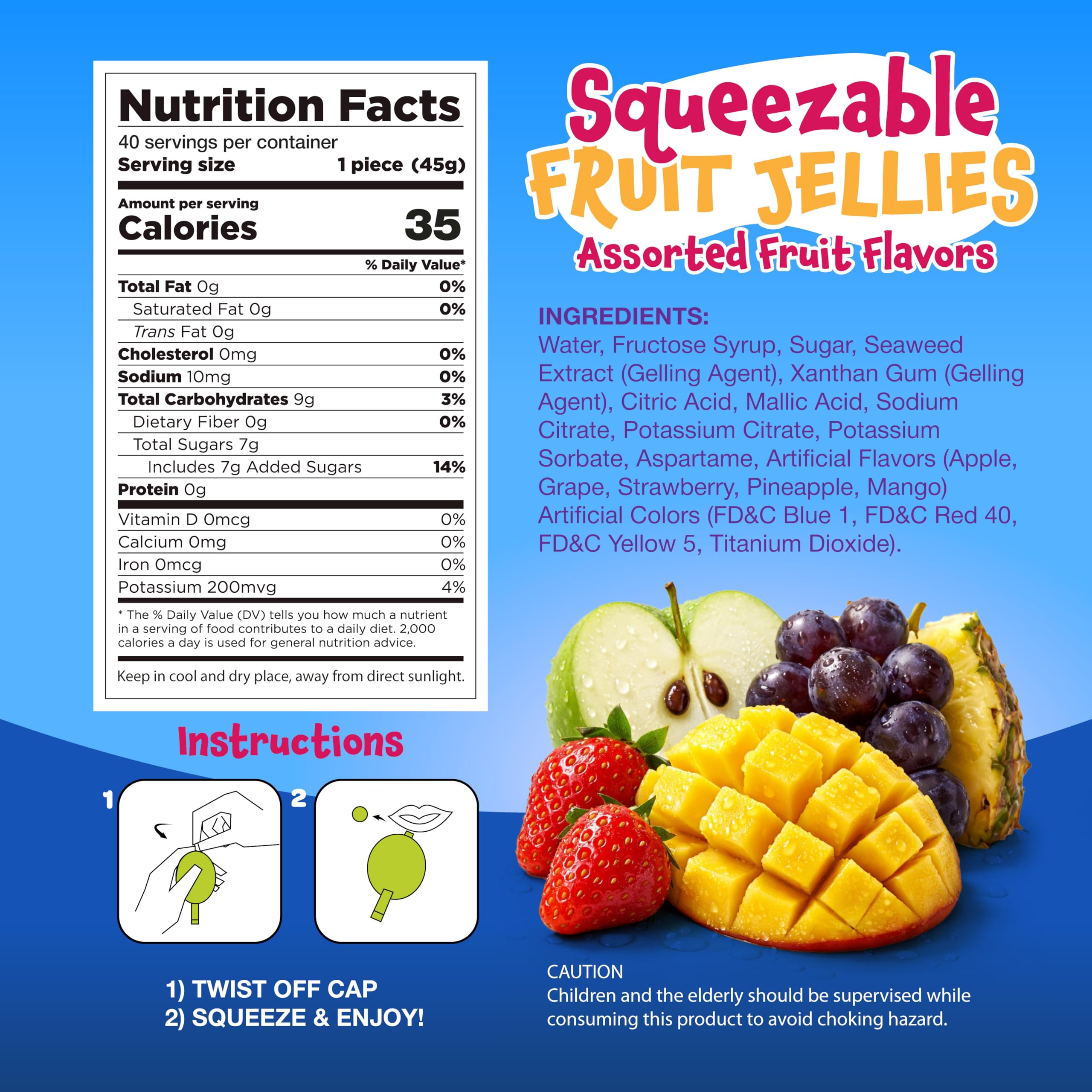 FUNTASTY jellies mango flavor, soft shell with liquid center for tasty snacking