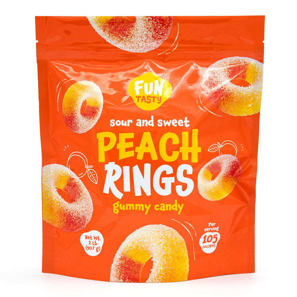 FUNTASTY Peach Rings as a dessert garnish on a bowl or plate