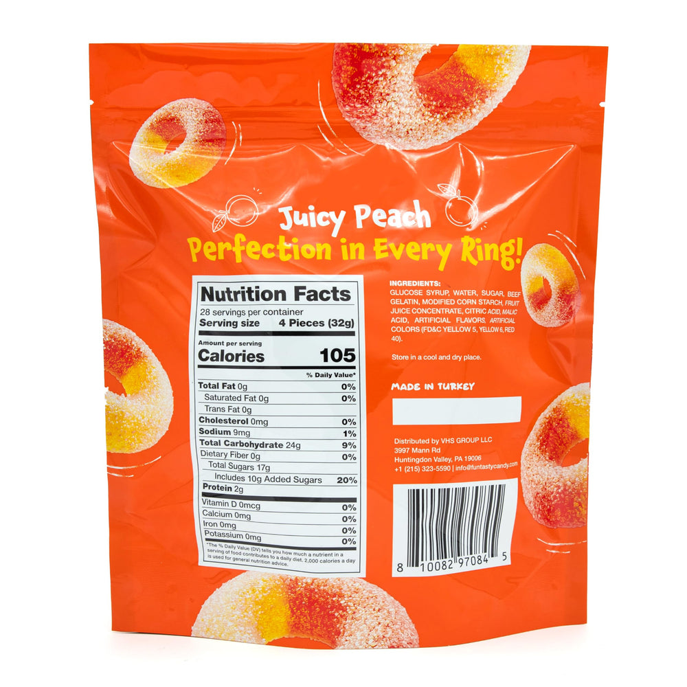 FUNTASTY Peach Rings yellow gummy ring texture for chewy bite