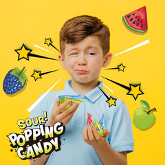 FUNTASTY Sour Popping Rocks close-up reveals intense sour flavor and popping texture