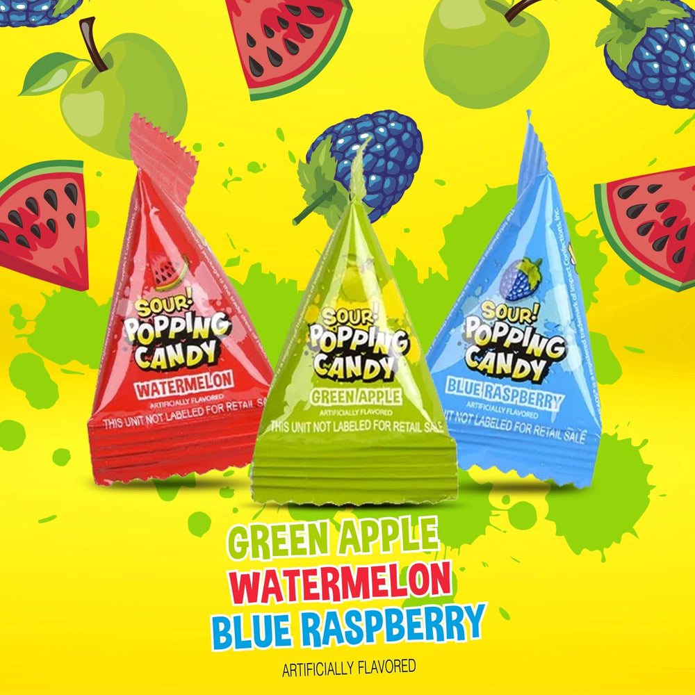 FUNTASTY Sour Popping Rocks feature assorted fruit flavors for variety