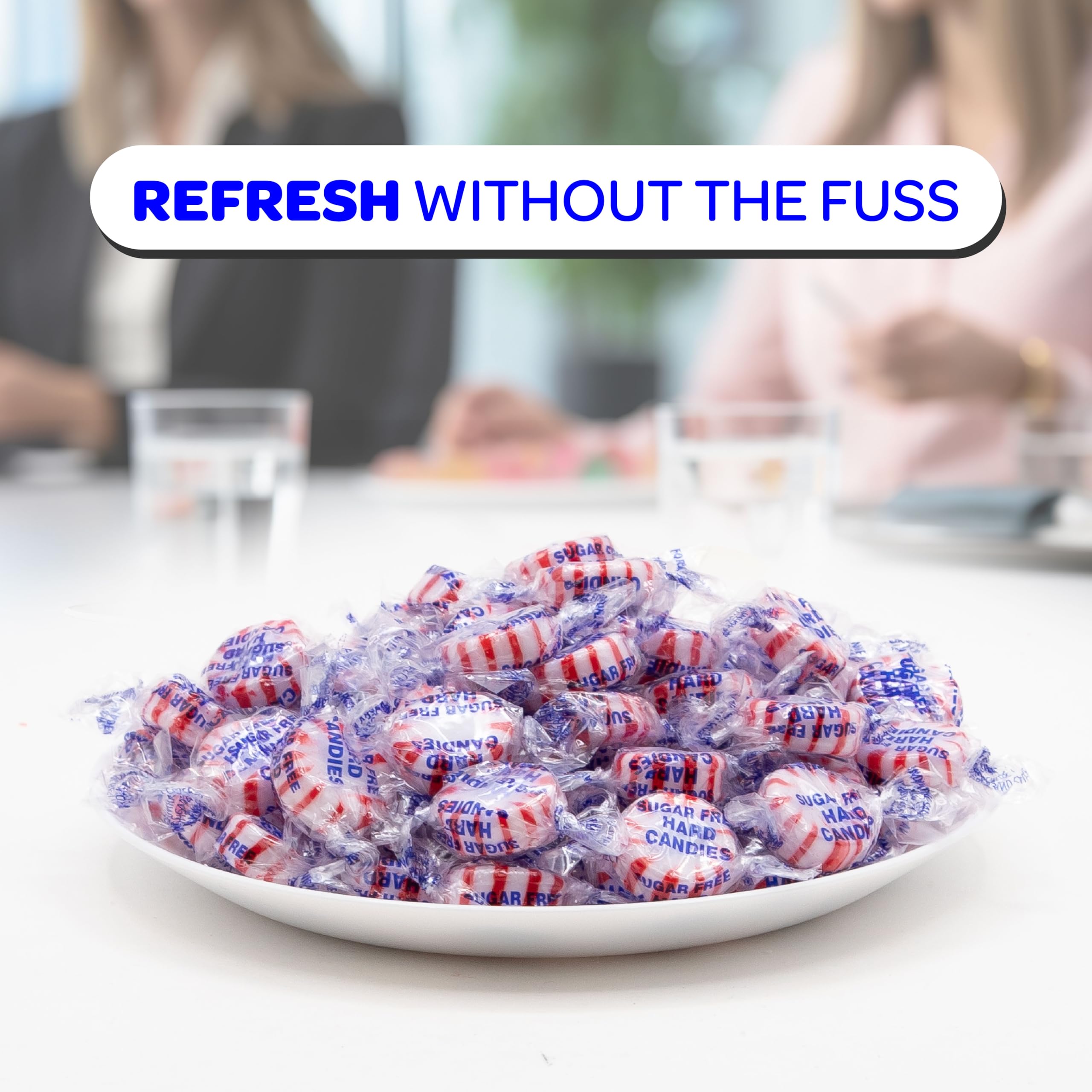 After-dinner serving idea with FUNTASTY sugar-free peppermint treats for guests.