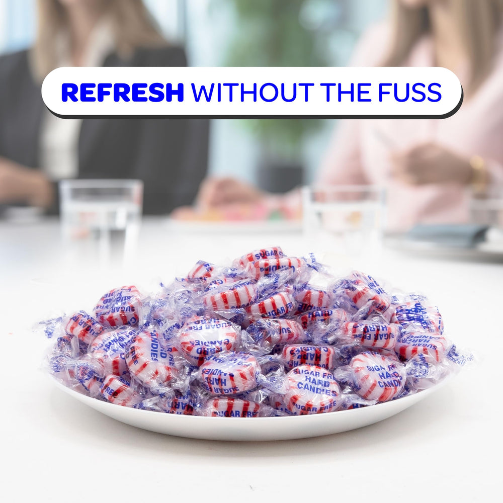 After-dinner serving idea with FUNTASTY sugar-free peppermint treats for guests.