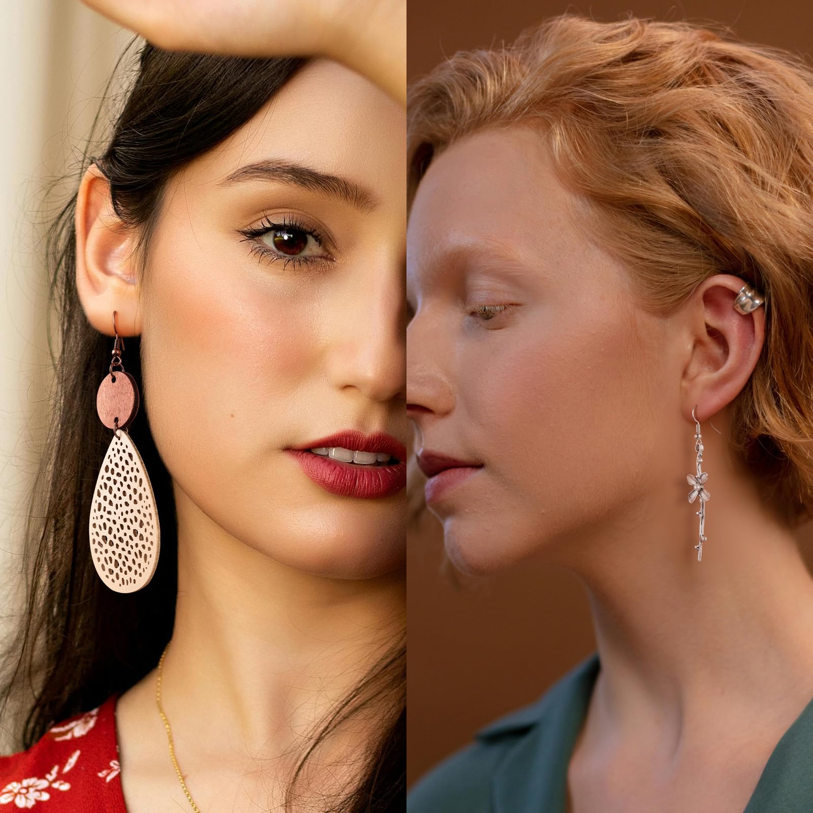Funtopia lightweight wood earrings designed for all day wear