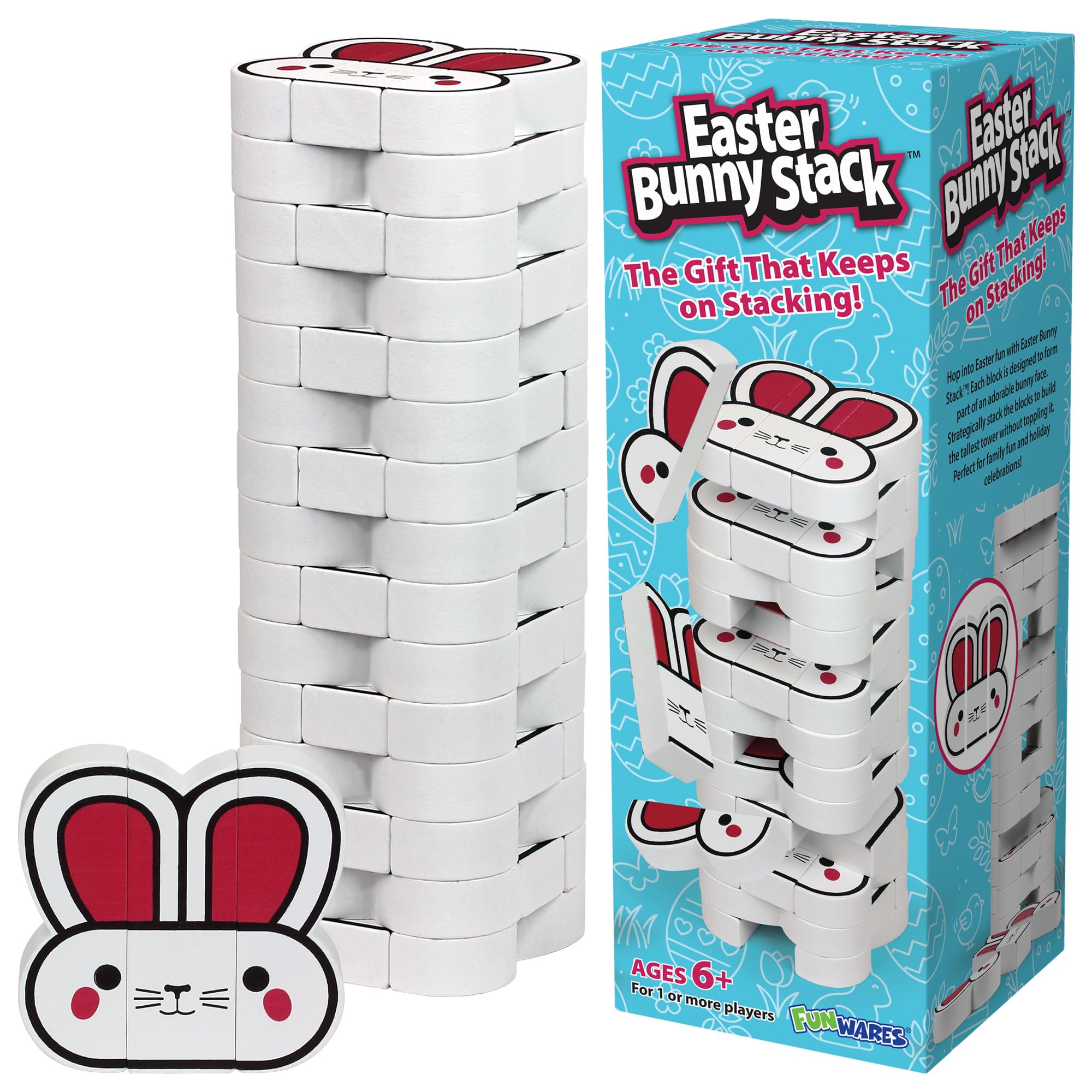 Funwares Easter Bunny Stack blocks neatly stacked for focused, cooperative family play