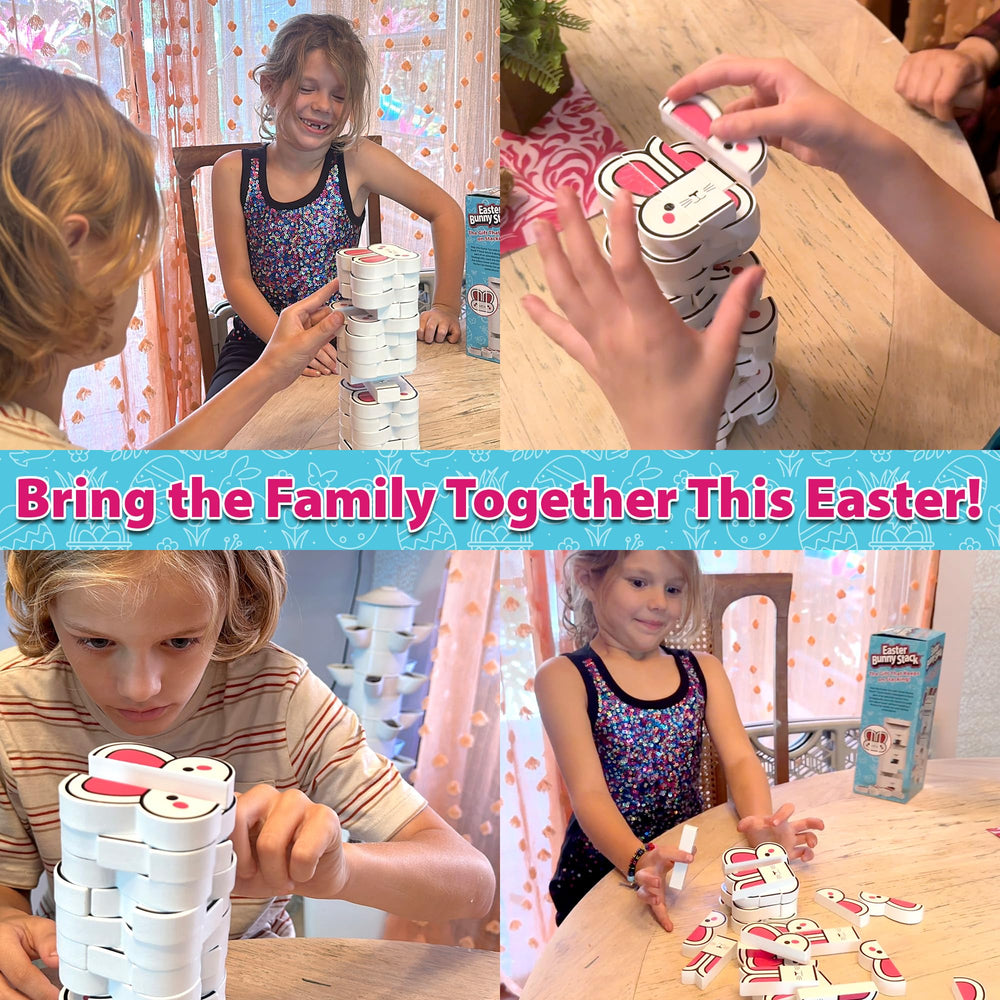 Funwares Easter Bunny Stack gift basket scene highlighting a screen-free Easter surprise