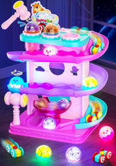Funwee 2-in-1 rolling ball ramp top view highlights lights for engaging play