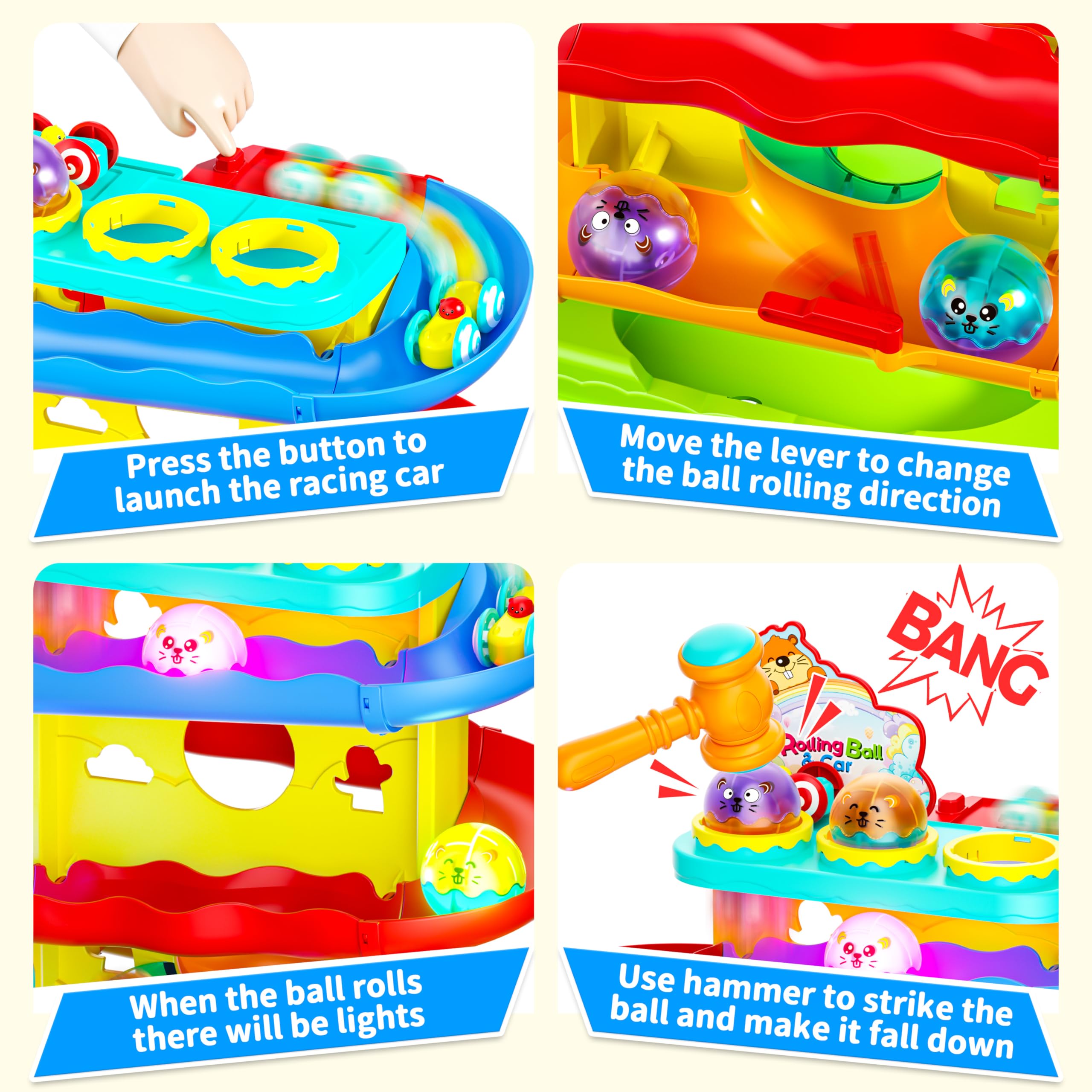 Funwee ball drop with tracks – side view showing motion that enhances hand-eye coordination