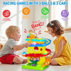 Funwee hammer striking balls – angled view reveals vivid colors and responsive feedback