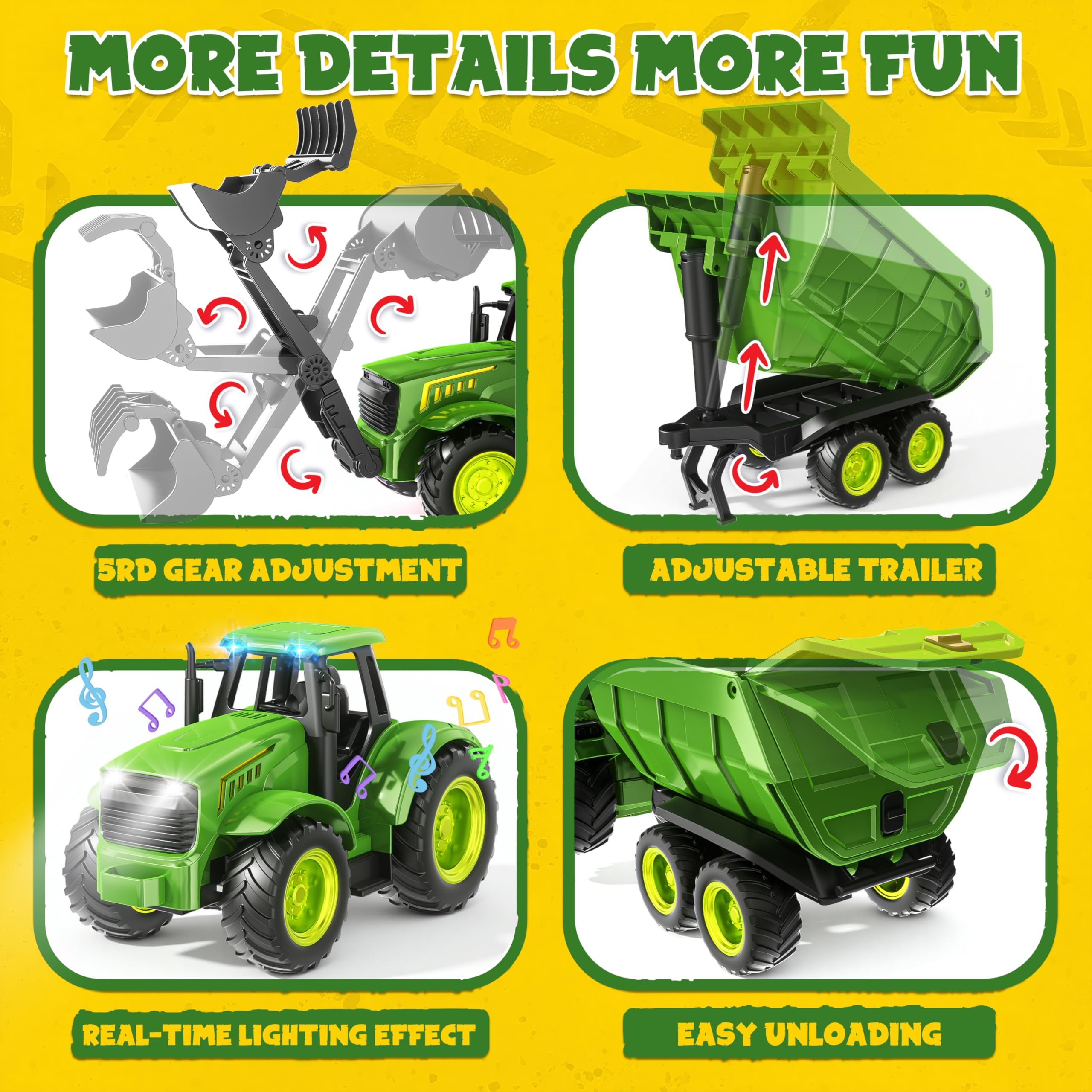 Funwee RC Farm Front Loader enhances interactive digging and transport tasks.