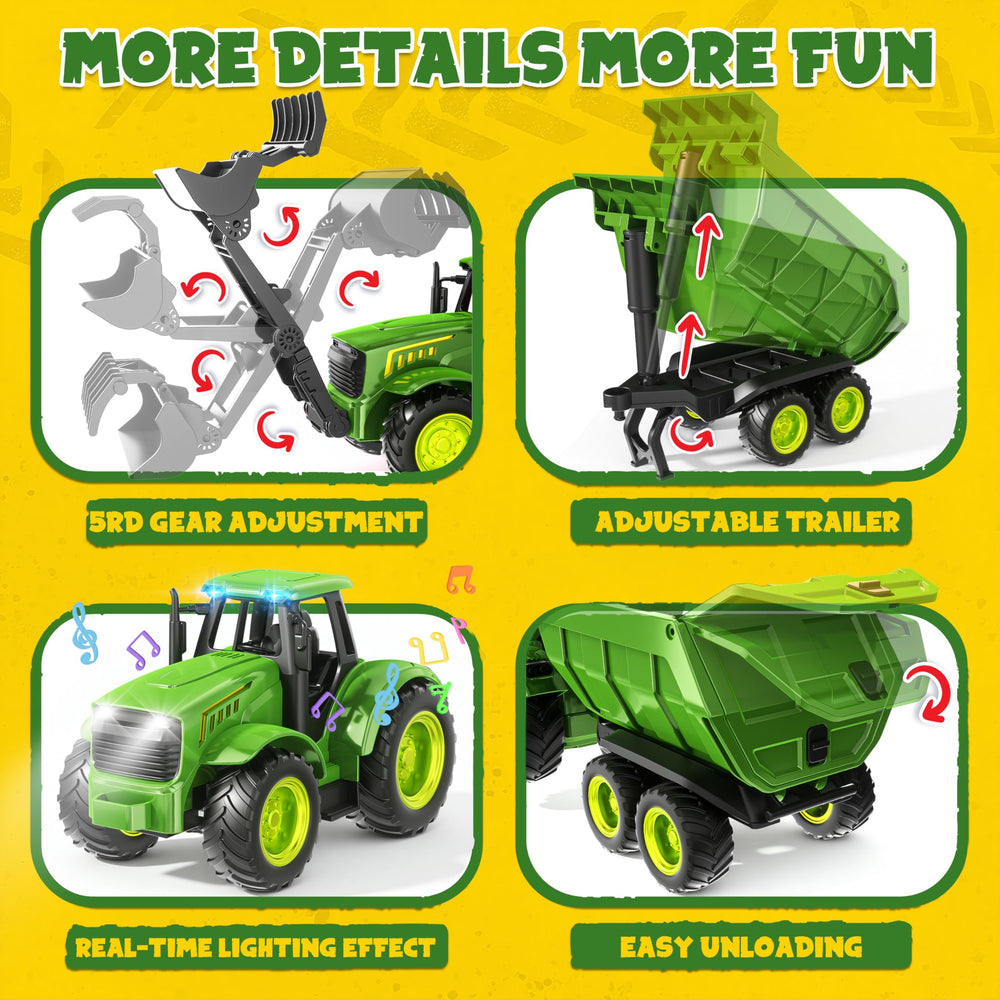 Funwee RC Farm Front Loader enhances interactive digging and transport tasks.