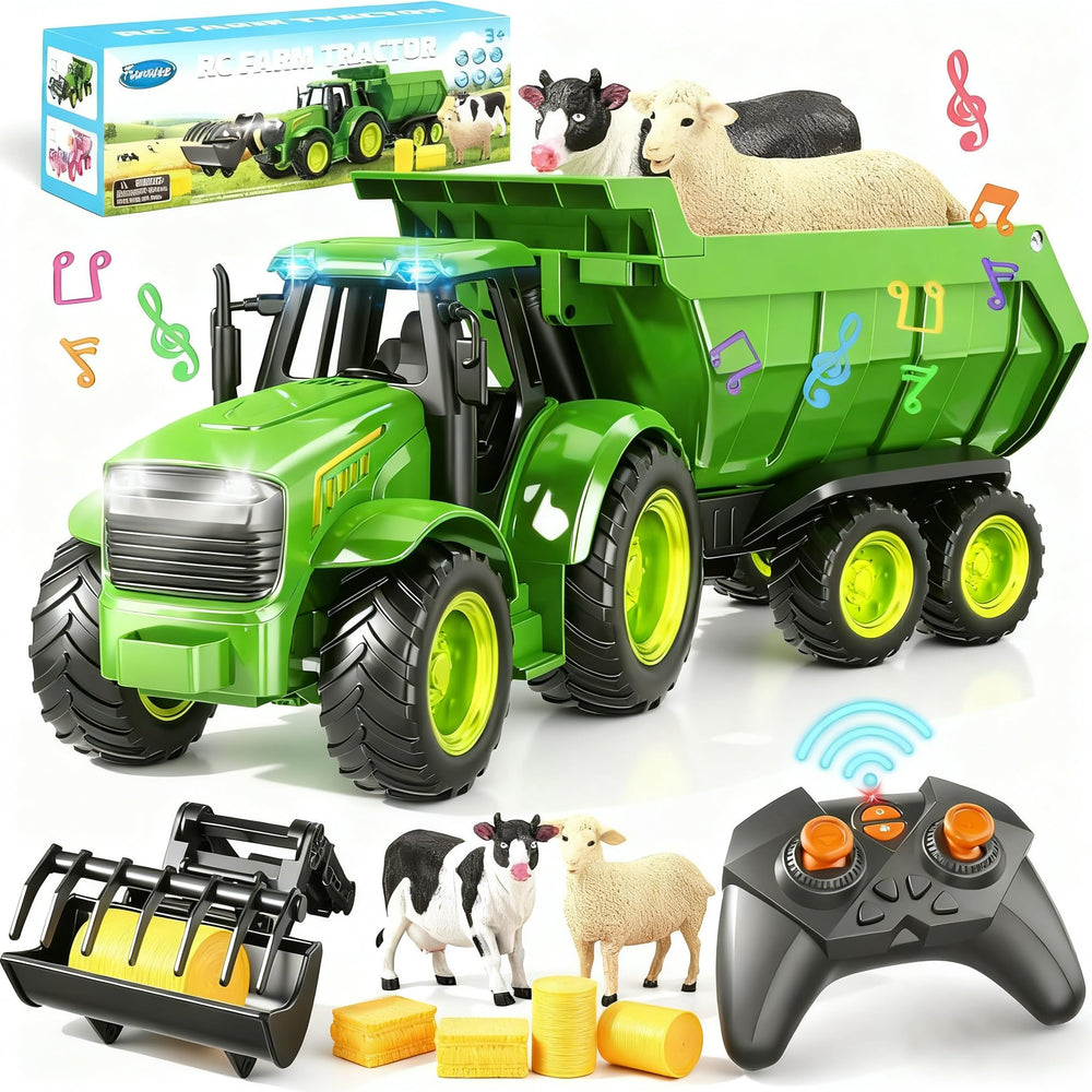 Funwee RC Farm Tractor toy in 1:24 scale for immersive farming play indoors or outdoors.