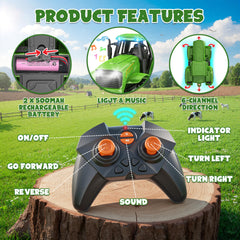 Funwee RC Farm Tractor Trailer adds realistic hauling and exploration during playtime.