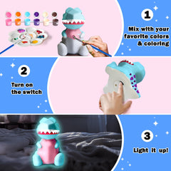 FUNZBO dinosaur lamp lights from the bottom switch, adding ambience to any room