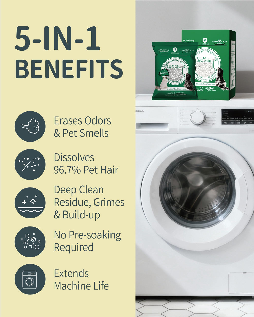 FURGONE oxygen-powered deep clean targets embedded fur in fabrics.