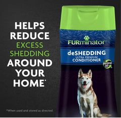 FURminator Deshedding Ultra Premium Conditioner bottle for nourished skin and coat.