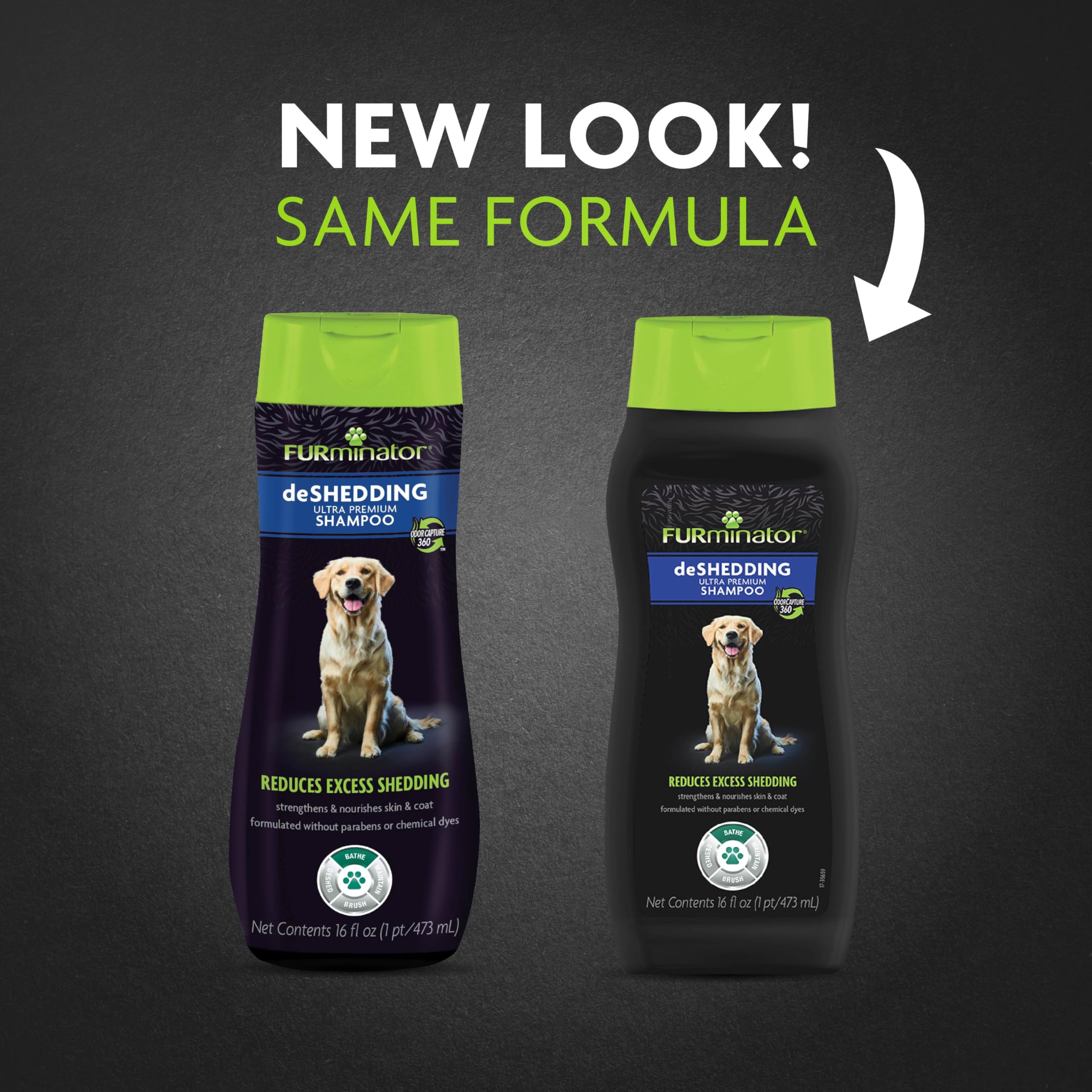 FURminator application-on-dog image shows even coat cleansing and gentle lather.