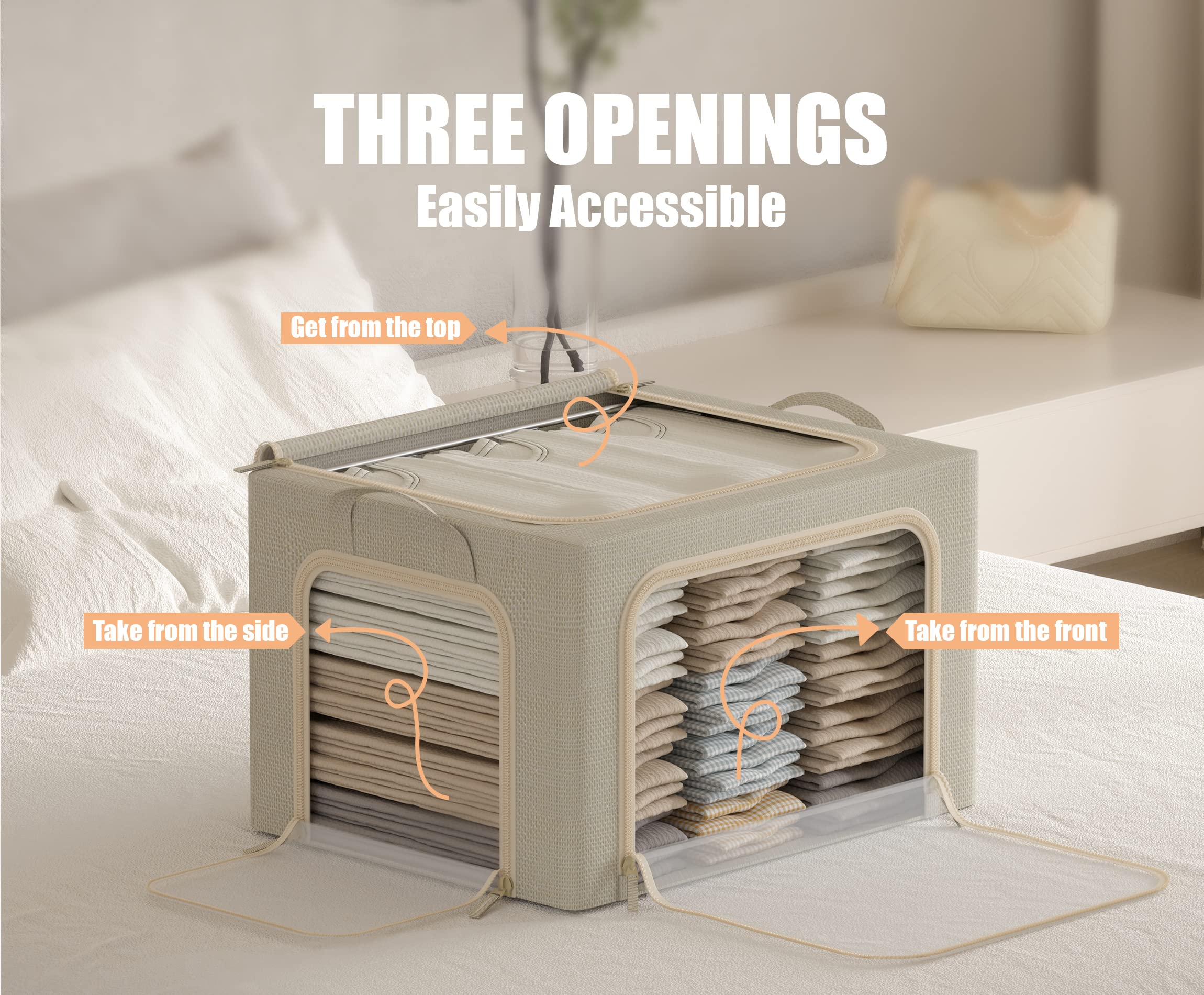 Furnhome foldable clothes bin with steel frame in beige, space-saving design