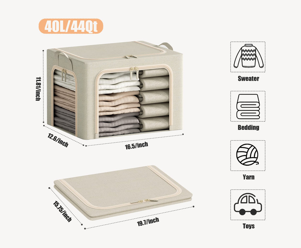 Furnhome label pocket on beige bin for content labeling and privacy