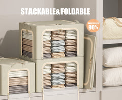 Furnhome linen storage bin with clear window in beige for quick content visibility