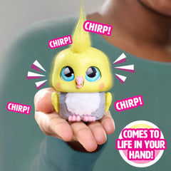 furReal Handfuls Chirps the Cockatoo features fluffy belly for gentle feeding-style play.