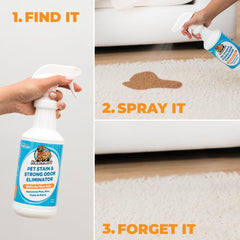 FurryFreshness CRI-certified stain remover action demonstrates effective stain lifting