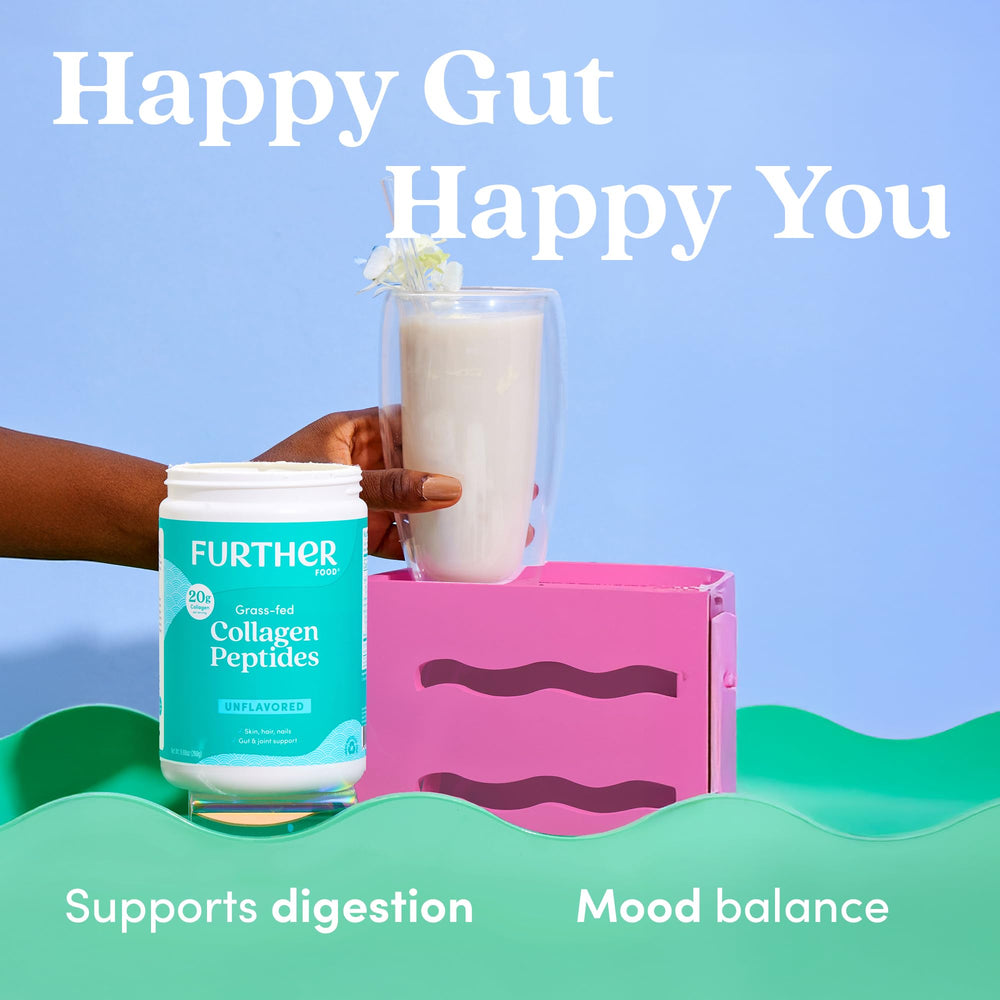 Further Food grass-fed collagen ingredients label highlights clean source.