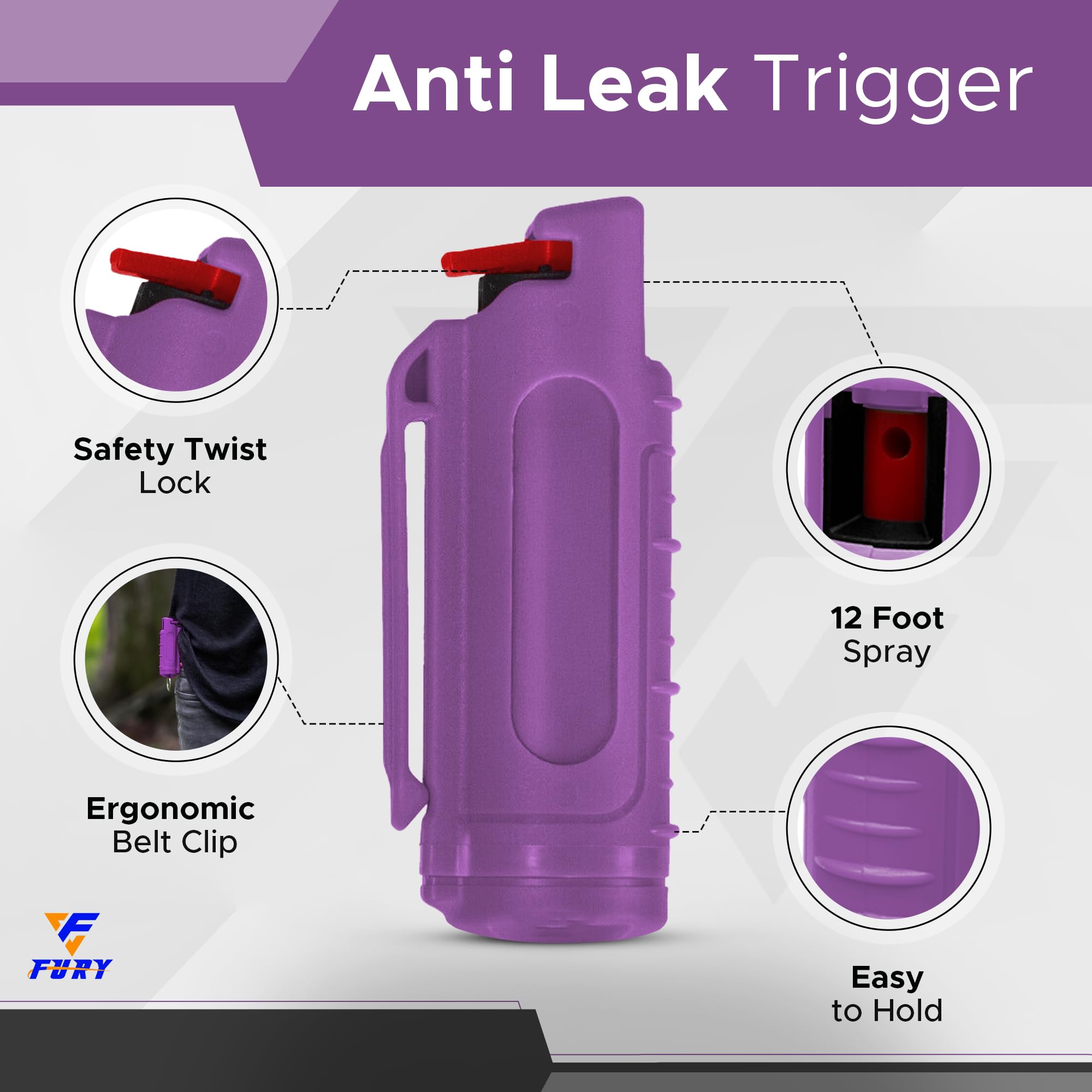 FURY Hardshell Pepper Spray color options help quick location.