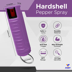 FURY Hardshell Pepper Spray with UV dye marks attackers for identification.