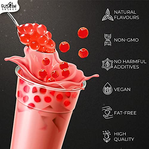 Fusion Select bubble tea assembly highlights popping pearls in cups.