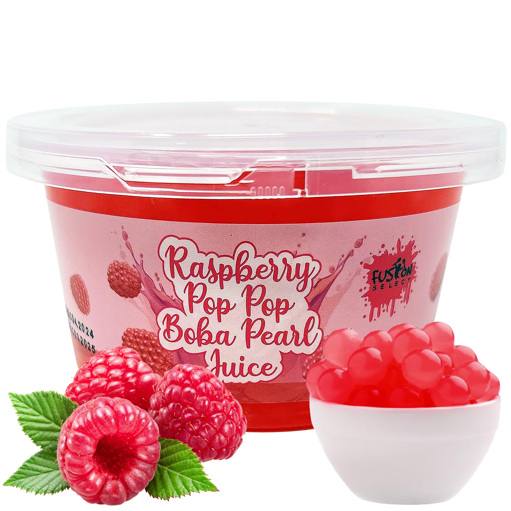 Fusion Select Raspberry bursting pearls pack with real fruit juice for vibrant beverages.