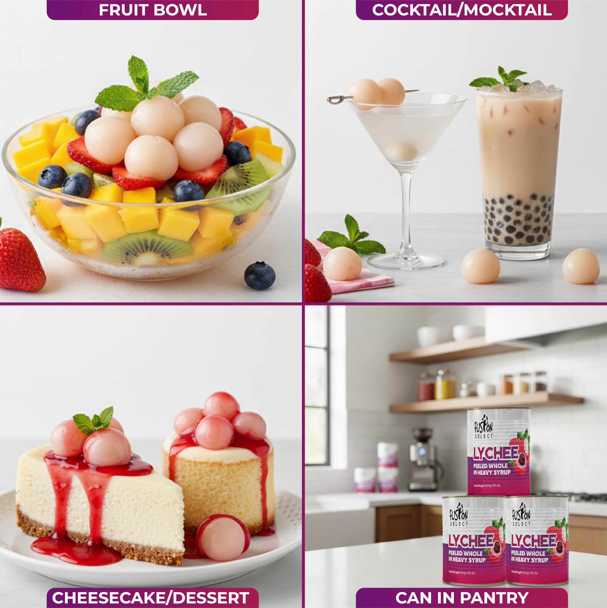 Two-pack of Fusion Select lychee cans stocked for easy entertaining.