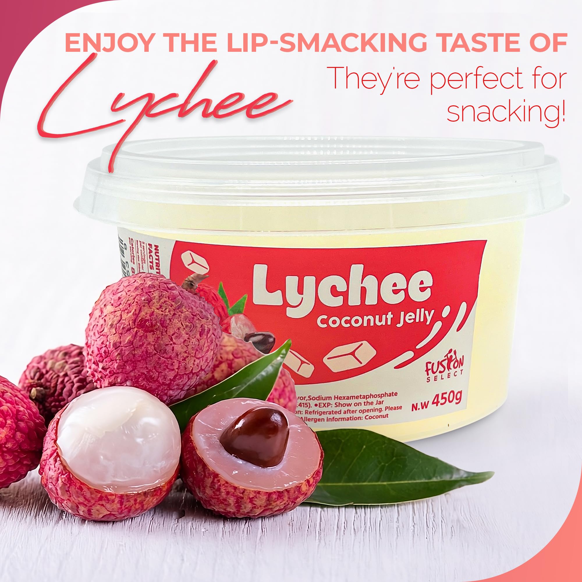 Fusion Select Lychee Coconut Jelly pour showcases glossy, chewy cubes for desserts