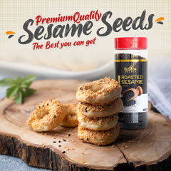 Fusion Select Roasted White Sesame Seeds close-up, crisp texture enhances meals with nutty aroma