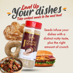 Fusion Select Roasted White Sesame Seeds sprinkled on noodles for nutty depth and crunch