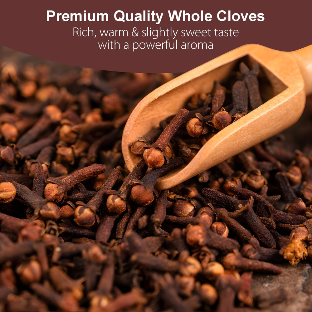 Fusion Select whole cloves closeup highlights rich oils for curries and spice blends