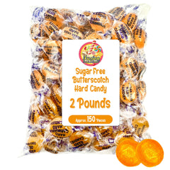 Fusion Sweets sugar-free butterscotch hard candy, individually wrapped for convenient snacking.