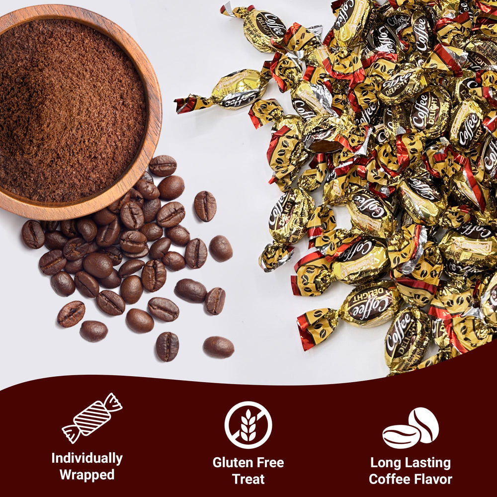Packaging of Fusion Sweets Coffee Delight indicates heat-sealed freshness for gift-ready treats