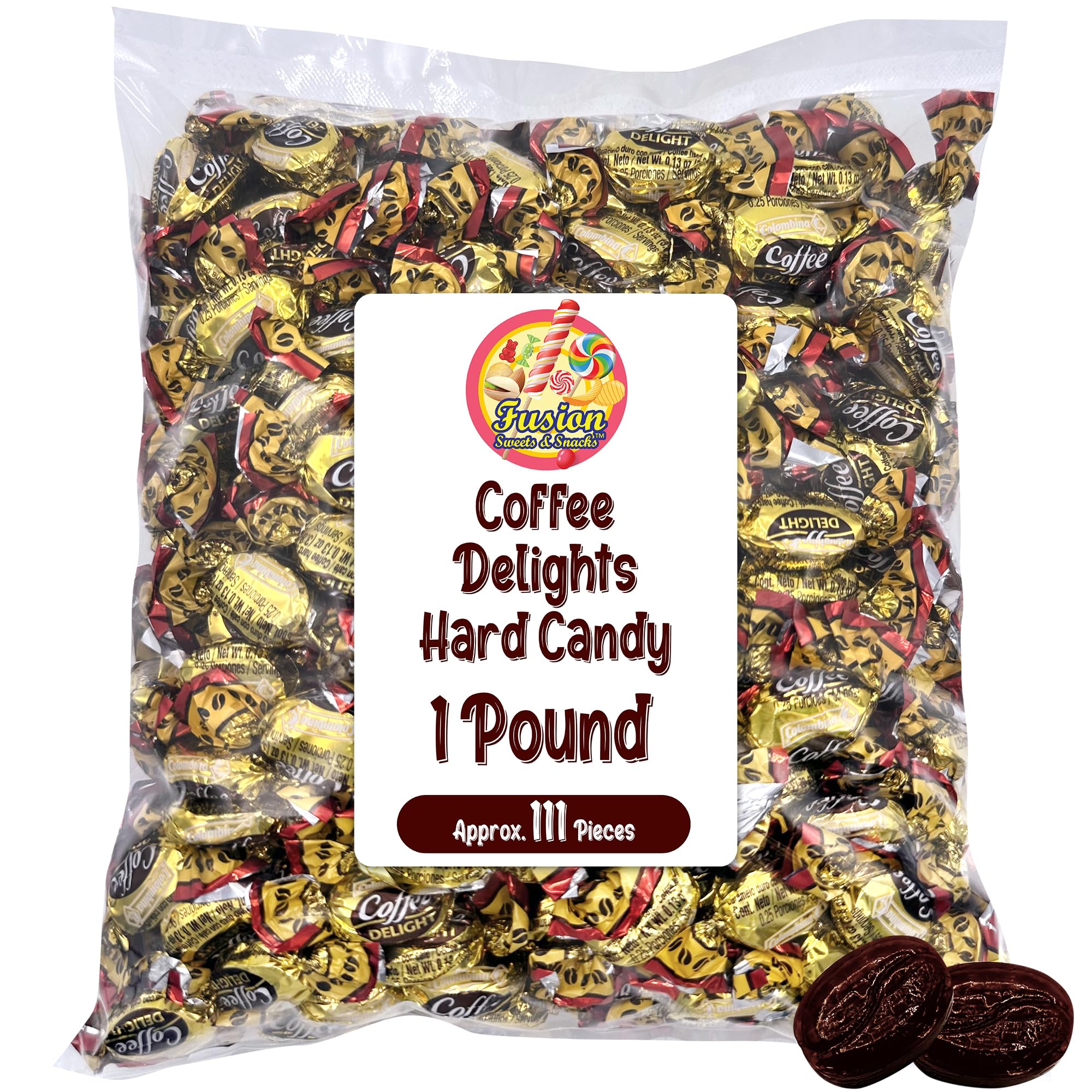Fusion Sweets Coffee Delight individually wrapped candies stay fresh and portable
