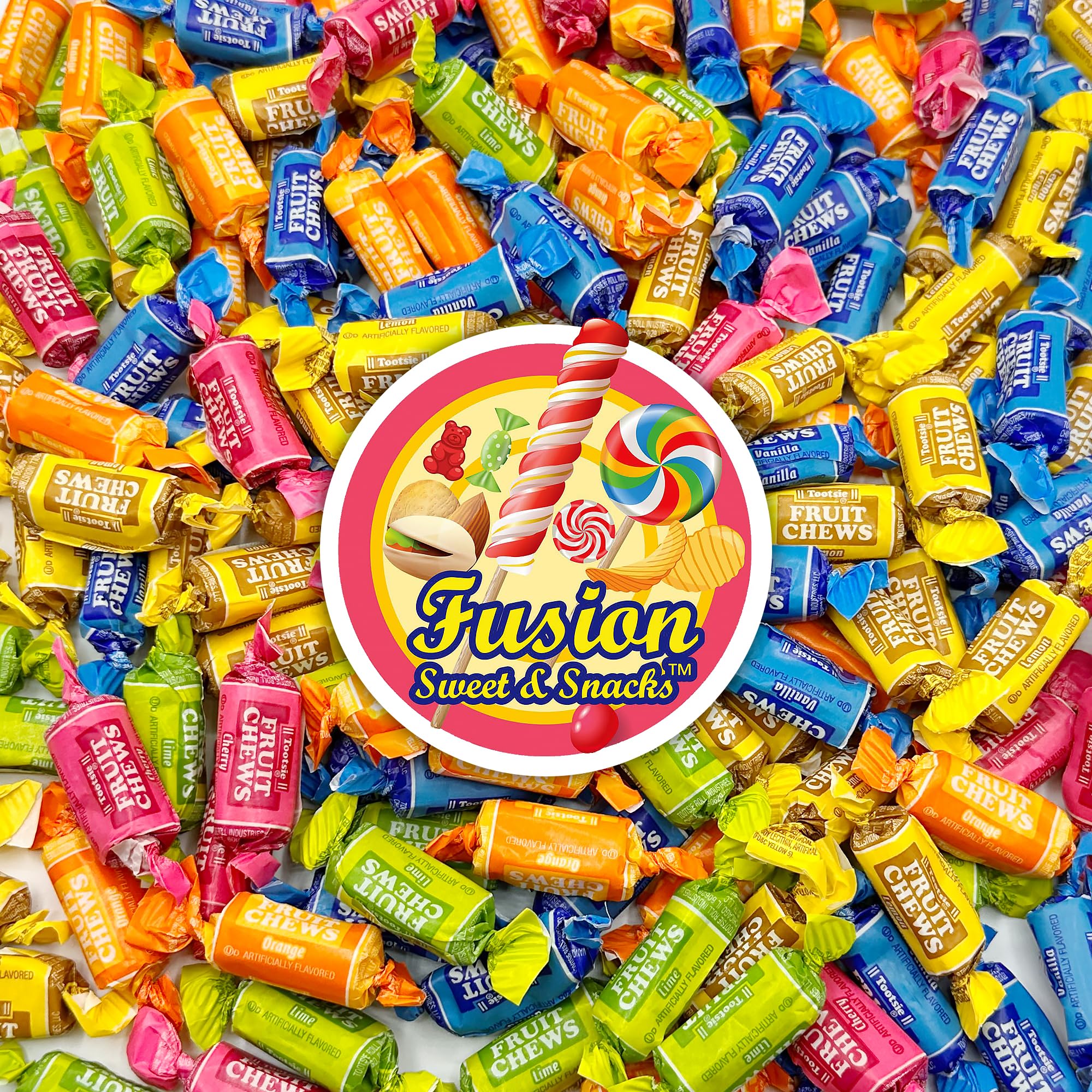Fusion Sweets Fruit Chews display in holiday bowls able to brighten celebrations.