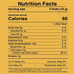 Fusion Sweets Ginger Candy bag back, simple ingredients and clean taste