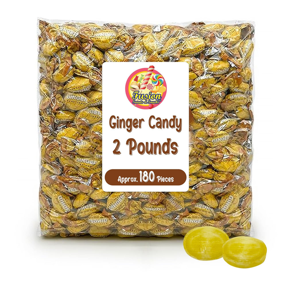 Fusion Sweets Ginger Candy bag front, travel-friendly ginger flavor