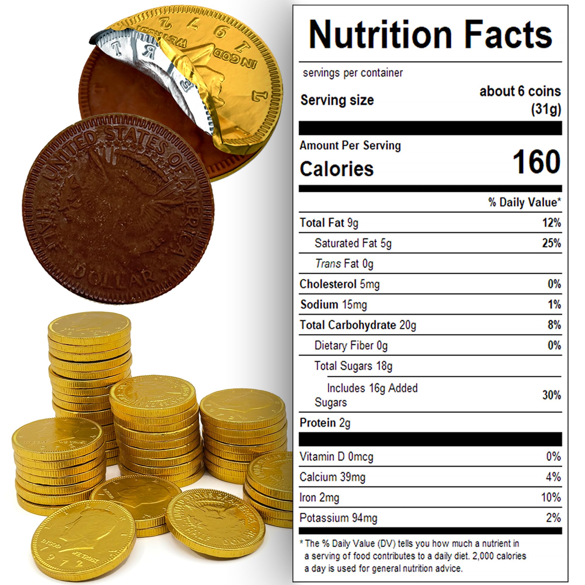 Fusion Sweets gold-wrapped chocolate coin closeup highlighting premium melt-in-your-mouth flavor
